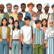 Diversity and inclusion. Illustration. Group of different people of different racial background.