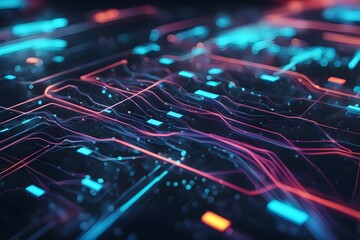 Poster - A computer screen with a lot of lines and colors