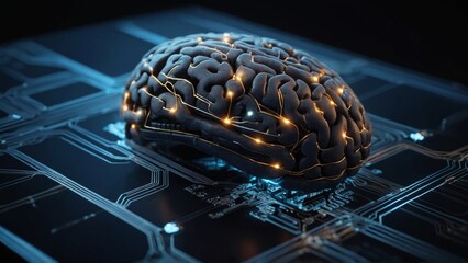 Poster - Brain Interface Technology - Close-Up Image of AI Neural Connections