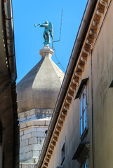 Wall Mural - krk, croatia, 30 april 2024, churchtower in the old town