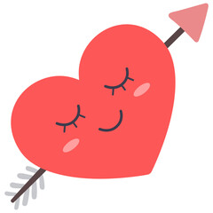 Wall Mural - Arrow heart flat illustration for valentines day isolated on white background.