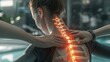 woman suffering from pain in back and neck pain due to bone disease, Herniated disc, knee joint degeneration osteoarthritis, tendonitis or tear, exercise injury or injuries from accidents,x-rays