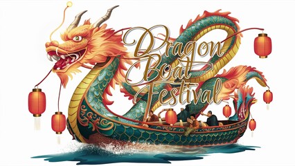 Canvas Print - Dragon Boat Festival, Duanwu, dragon head,  isolated on white background, Generative