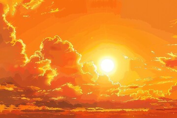 Poster - Beautiful sunset painting, perfect for home decor