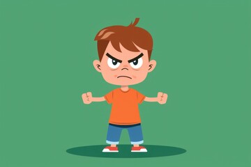 Poster - Cartoon boy with an angry expression, suitable for various projects