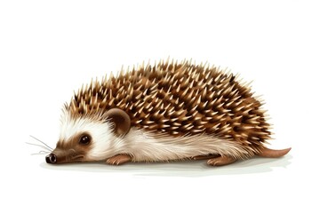 Poster - Small hedgehog sitting on a white background. Perfect for animal lovers