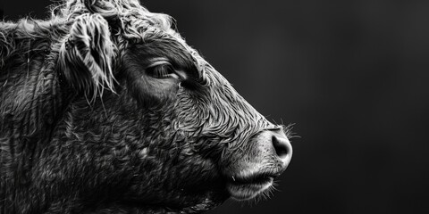 Aufkleber - A monochrome image of a cow, suitable for various projects