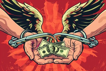 Poster - Hands holding a bunch of money, suitable for finance concepts