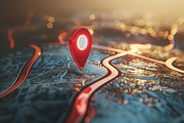 Poster - A map with a red pin. Ideal for travel websites
