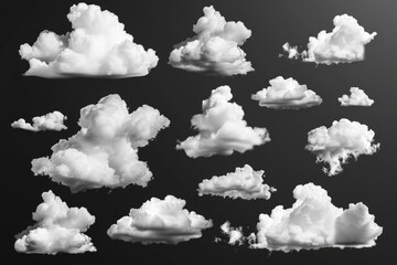 Poster - A collection of clouds on a dark, black background. Perfect for adding a dramatic touch to any design project