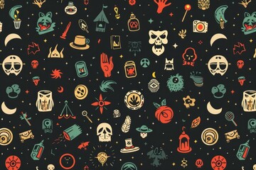 Poster - A collection of different items on a dark backdrop. Suitable for various design projects
