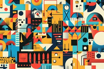 Poster - Vibrant geometric shapes in a modern abstract design. Suitable for graphic design projects