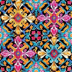 Poster - Vibrant floral design on a dark backdrop. Ideal for various creative projects