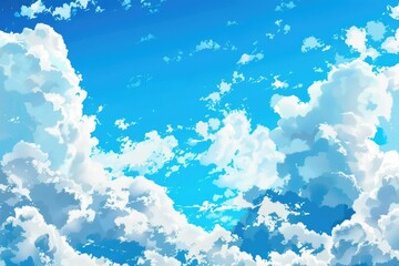 Aufkleber - A serene image of a blue sky with fluffy white clouds. Suitable for various design projects