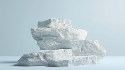 Poster - A pile of white rocks on a table. Perfect for nature and landscaping concepts