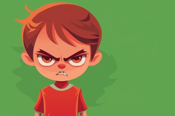 Poster - A cartoon boy with an angry expression. Suitable for various children's projects