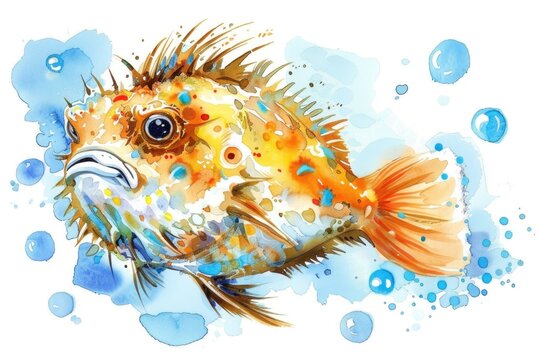 A realistic painting of a fish on a white canvas. Suitable for art and aquatic themes