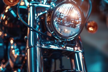 Aufkleber - Detailed shot of a motorcycle headlight, ideal for automotive or transportation concepts