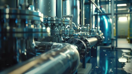 Poster - A network of interconnected pipes for industrial use. Suitable for engineering projects