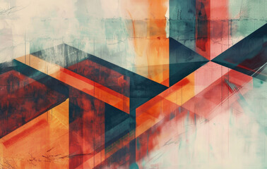 Poster - A painting of a building with a clock, suitable for architectural themes