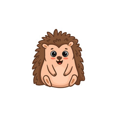 Wall Mural - Cute cartoon hedgehog isolated on white. Cartoon forest character.