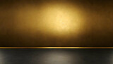 Fototapeta Uliczki - Abstract dark golden wall in an empty room with a concrete floor on digital art concept, Generative AI.