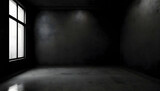 Fototapeta Uliczki - Dark gray wall in an empty room with a concrete floor on digital art concept, Generative AI.