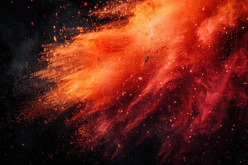 Poster - A dramatic red dust cloud suspended in the air. Suitable for environmental and weather-related concepts