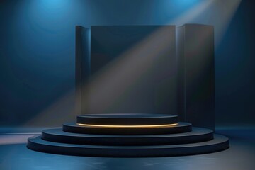 Poster - An empty stage with a shining light beam. Ideal for theater or concert concepts