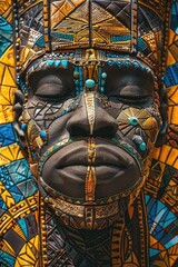 Poster - A close up of a mask on a table. Suitable for various themes