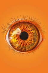 Aufkleber - Close up of a person's eye on an orange background. Suitable for eye care or vision concepts