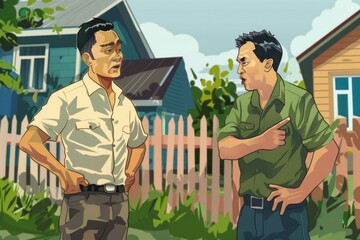 Poster - Two men standing next to each other. Suitable for business or friendship concepts