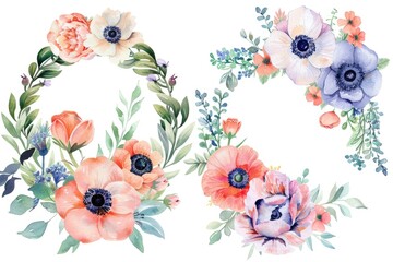 Poster - Bright and vibrant flowers arranged on a clean white backdrop. Perfect for various design projects