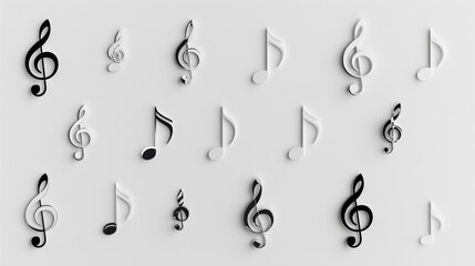 Poster - Musical notes on white surface, ideal for music concepts