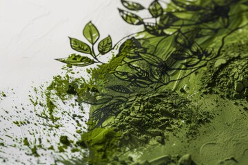 Poster - Detailed close-up of a painting with green paint. Ideal for art and design projects