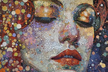 Canvas Print - Detailed close up of a painting of a woman's face. Suitable for art and beauty concepts