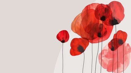 Sticker -   A red poppy painting against a white backdrop with a central white rectangle