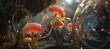 glowing mushrooms, forest