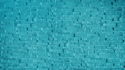 Wall Mural - stone cladding wall made of regular light blue bricks. abstract wall panels for decoration, background and texture. blue wall made from grunge stone material for modern style decoration.