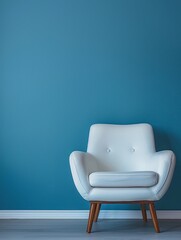 Wall Mural - White Chair Against Blue Wall