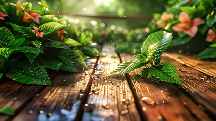 Poster - Fresh Greenery and Leaves in Spring, Closeup of Natural Growth, Bright Sunlit Outdoor Setting