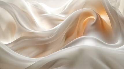 Wall Mural - Soft swirling fabric with a warm golden center and creamy shades