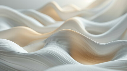 Wall Mural - Gentle waves of white satin illuminated by soft, warm light