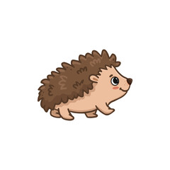 Wall Mural - Cute little hedgehog isolated on a white background. Icon  Adorable hedgehog cartoon character. Forest animal. Vector illustration.