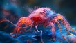 Creating a three-dimensional representation of a dust mite. Concept Scientific Rendering, Dust Mite Anatomy, Macroscopic Details, Realistic Textures, Educational Visuals