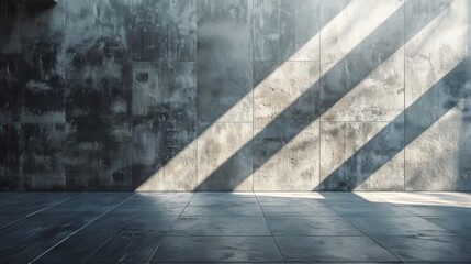 Canvas Print - A room with a concrete wall and some windows, AI