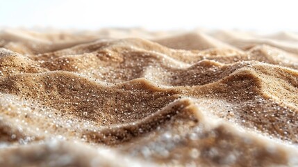 Wall Mural - On a white background, a close up of sand from a beach or desert