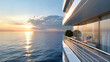 Luxurious Yacht on the Open Sea at Sunset, Perfect for Exploring the Coastline in Style