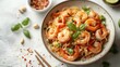 © taraskobryn - Spaghetti with shrimps and herbs on a table