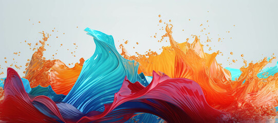 Canvas Print - colorful watercolor ink splashes, paint 413